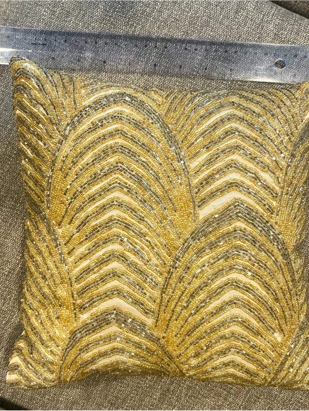 Tahari Gold Beaded Scallop Accent Pillow